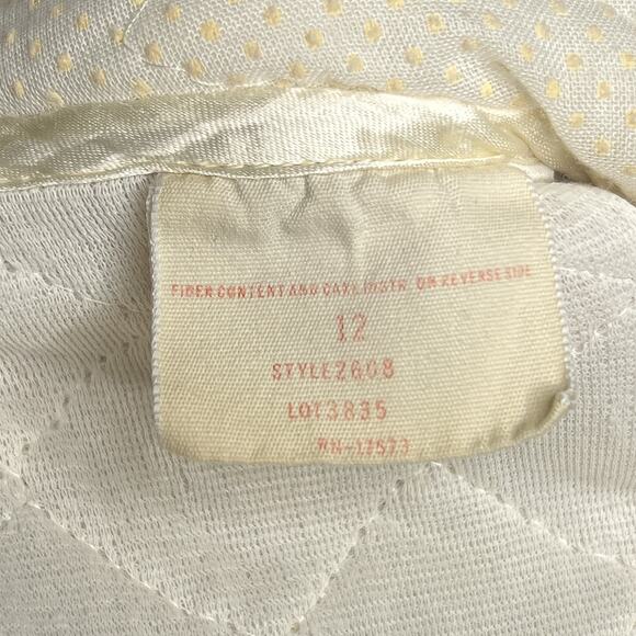 Vintage 60s Quilted Floral Two Tone Night Gown Robe Sleepwear Diamond Puffy Mod - Picture 4 of 13